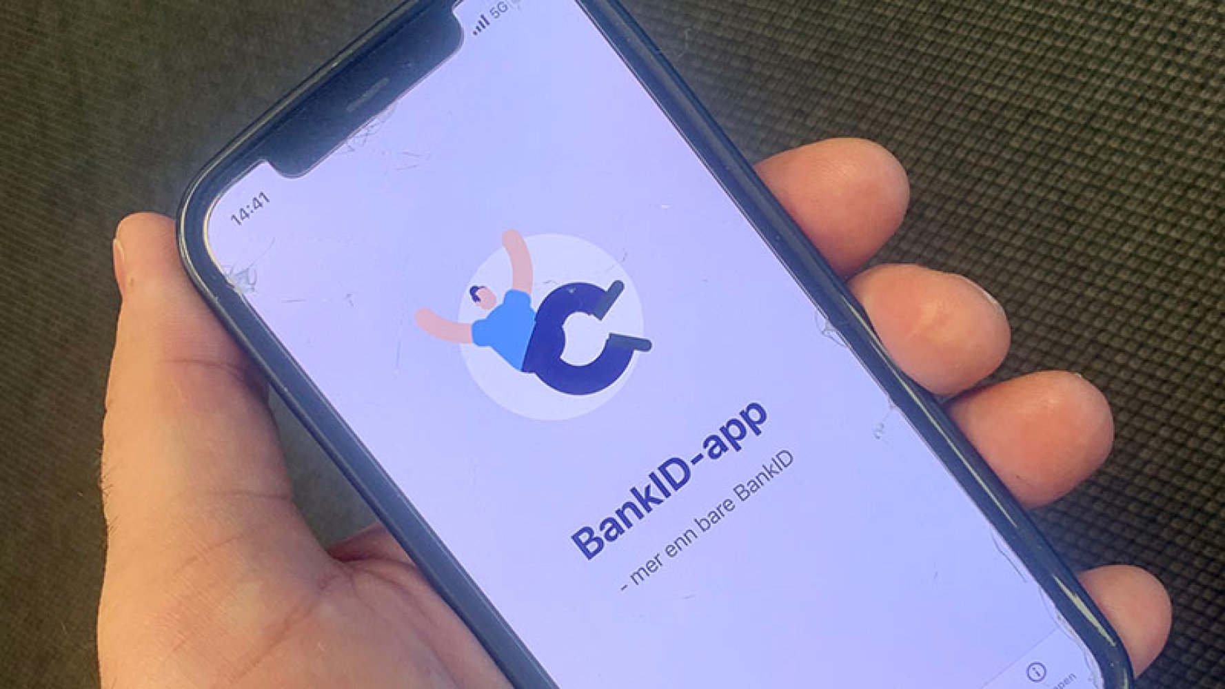 Mobiltelefonskjerm med logo bankid app.