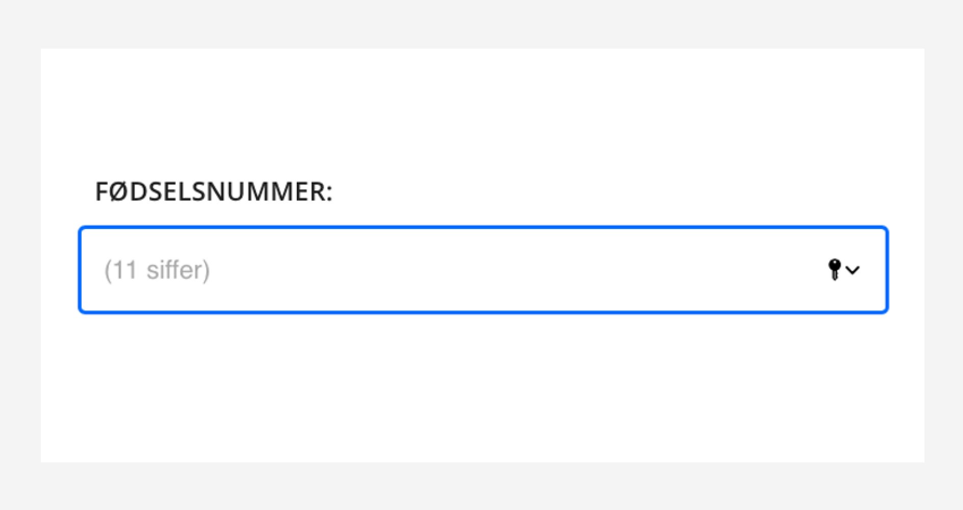 Felt for utfylling av fødselsnummer.
